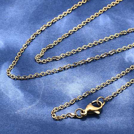 PVD Vacuum Plating 304 Stainless Steel Cable Chain Necklaces STAS-M174-025G-1