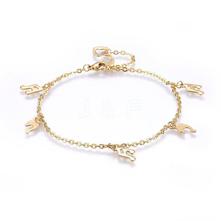 304 Stainless Steel Charm Anklets AJEW-L065-04G-1