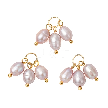 Natural Cultured Freshwater Pearl 3 Rice Charms PALLOY-JF05056-02-1
