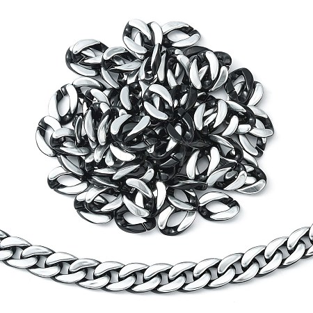 100Pcs Silver Color Plated Acrylic Linking Rings SACR-CJ0001-31-1
