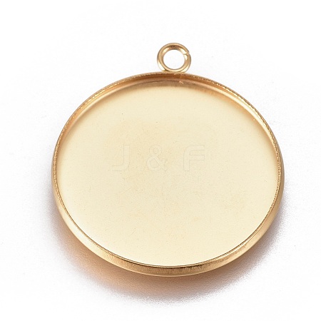 Ion Plating(IP) 304 Stainless Steel Pendant Cabochon Settings X1-STAS-G127-13-25mm-G-1