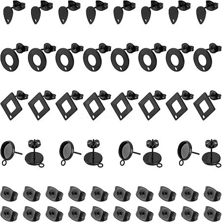 Unicraftale 32Pcs 4 Style 304 Stainless Steel Stud Earring Findings for Dangle Charms STAS-UN0028-02-1