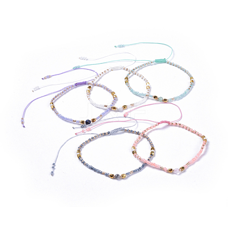 Adjustable Nylon Thread Braided Beads Bracelets BJEW-JB04379-1