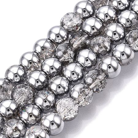 Electroplated Crackle Glass Beads Strands X-EGLA-N014-6mm-03-1