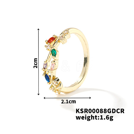 Fashionable European and American Style Brass Rhinestones Leaf Cuff Ring for Women SP8903-4-1