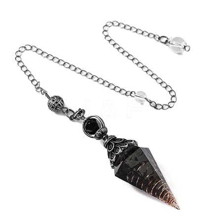 Natural Obsidian & Resin Hexagonal Pointed Dowsing Pendulums PW-WG7D05E-08-1