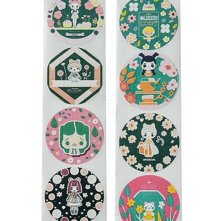 Cartoon Patterns Paper Gift Sticker Rolls DIY-R083-03C-1