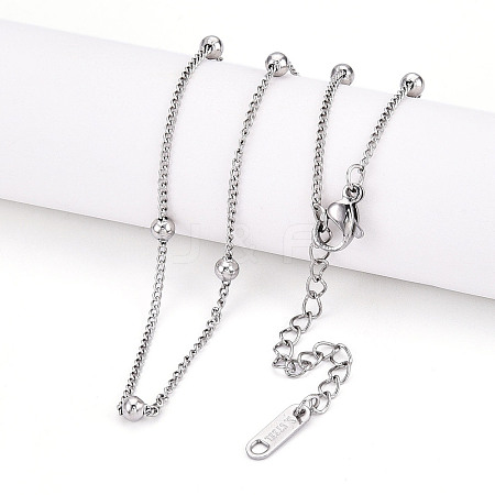 Non-Tarnish 304 Stainless Steel Satellite Chain Necklace for Men Women NJEW-E076-01P-1