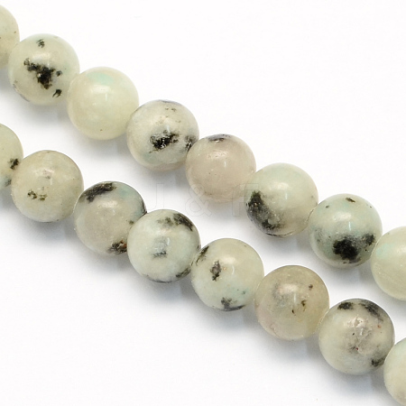 Natural Sesame Jasper/Kiwi Jasper Round Beads Strands X-G-S168-6mm-1