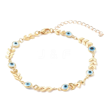 Brass Cobs Chain Anklets AJEW-AN00434-1
