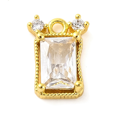 Brass Pave Clear Cubic Zirconia Charms KK-Z051-01G-01-1