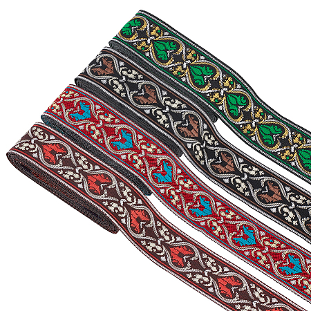 FINGERINSPIRE 14M 4 Styles Ethnic Style Embroidery Polyester Ribbons OCOR-FG0001-46-1
