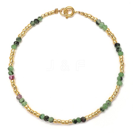 Natural Ruby in Zoisite & Glass Seed Bead Beaded Bracelets for Women GO0506-3-1