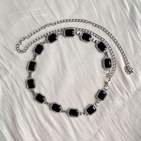 Bohemian Style Alloy Rhinestone Rectangle Link Chain Waist Belly Chains FS-WGF667A-02-1