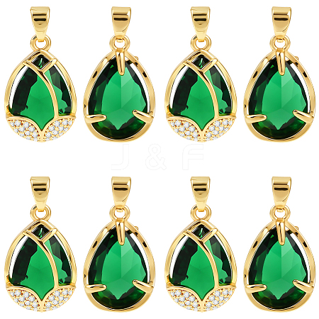 8Pcs Brass Micro Pave Cubic Zirconia Pendants FIND-BBC0004-28D-03-1