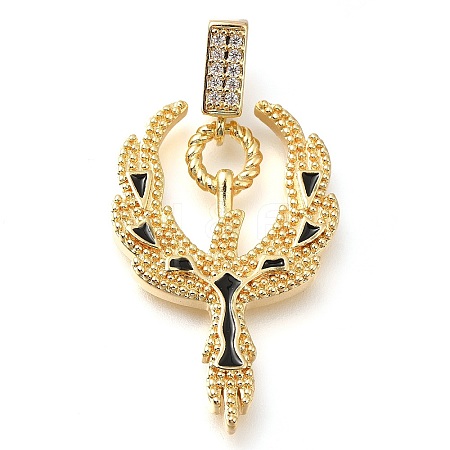 Brass Micro Pave Clear Cubic Zirconia Enamel Pendants KK-S049-29G-1