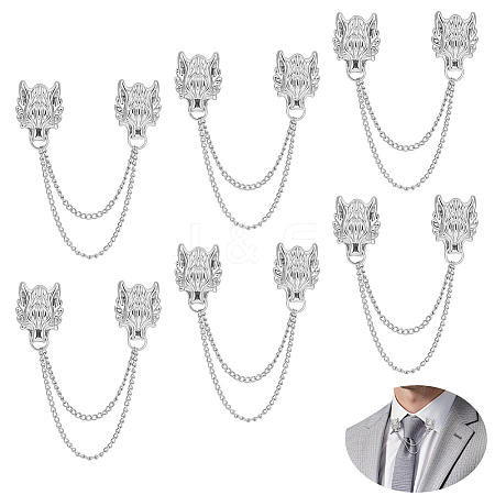 6Pcs Alloy Hanging Chain Brooch for Men JEWB-UN0001-09P-1