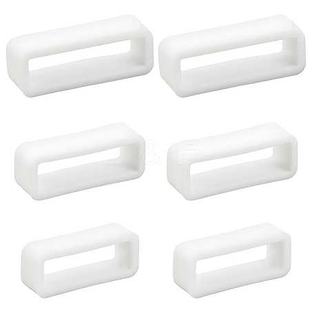 30Pcs 3 Styles Rectangle Silicone Retainer Buckle Holder Watchbands Retaining Hoop Replacement Watch Strap Clasp FIND-CN0002-39B-1