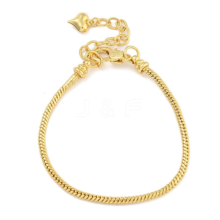 2.5mm Brass European Style Round Snake Chain Bracelets for Jewelry Making BJEW-P338-01G-1