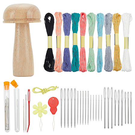 WADORN DIY Wood Mushroom Darning Sewing Tool Kits DIY-WR0003-82-1