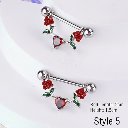 316L Surgical Stainless Steel Pave Dark Red Cubic Zirconia Nipple Stirrup FS-WGDE58A-05-1
