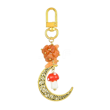 Hollow Moon Alloy Pendant Decoraiton HJEW-JM01394-02-1