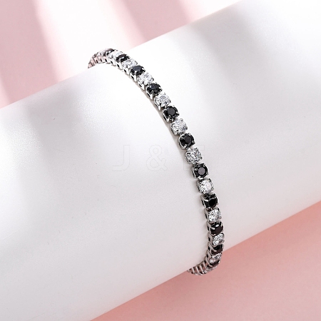 304 Stainless Steel with Cubic Zirconia Link Chain Bracelets for Women BJEW-G754-01A-P01-1