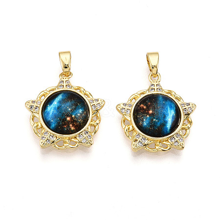 Brass Micro Pave Cubic Zirconia Pendants KK-N257-35G-1
