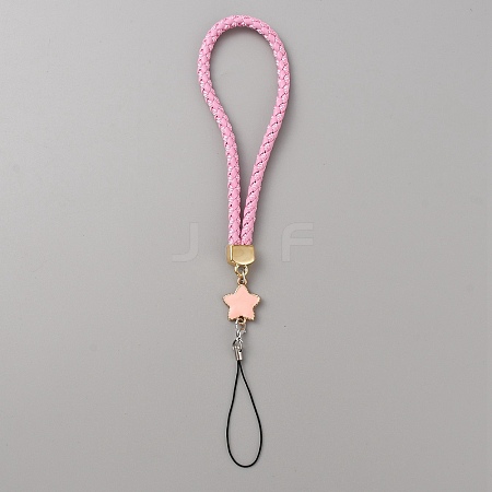 Knitting PU Leather Lanyard Wrist Strap Phone Star Charms Straps AJEW-WH0342-62A-1