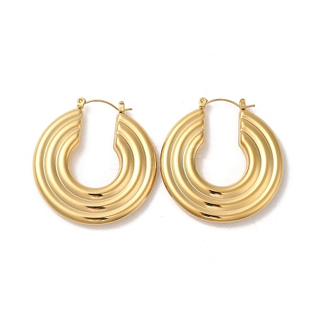 Ion Plating(IP) 304 Stainless Steel Donut Thick Hoop Earrings EJEW-Z022-05G-1