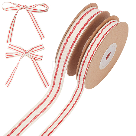 2 Rolls 2 Styles Cotton Striped Ribbons OCOR-WR0001-56A-1