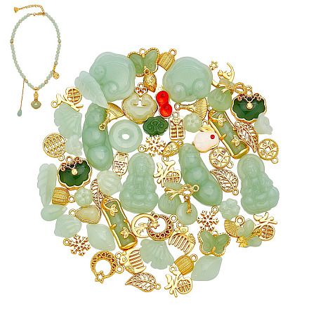 2 Sets 2 Styles Alloy & Glass Charms FIND-AR0006-17-1