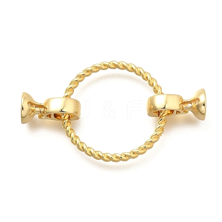 Flat Round Rack Plating Brass Fold Over Clasps KK-S508-20G-1