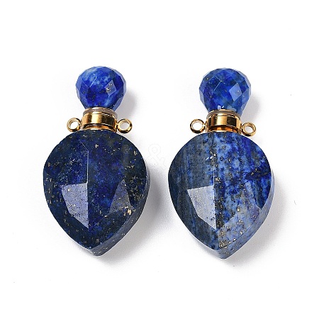 Natural Lapis Lazuli Faceted Teardrop Bottle Pendants G-A225-02G-08-1