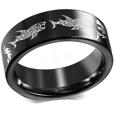 Shark Pattern 201 Stainless Steel Finger Rings FS-WG835B4-02-1