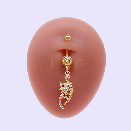 316L Surgical Stainless Steel Micro Pave Clear Cubic Zirconia Belly Rings FS-WGA8928-03-1