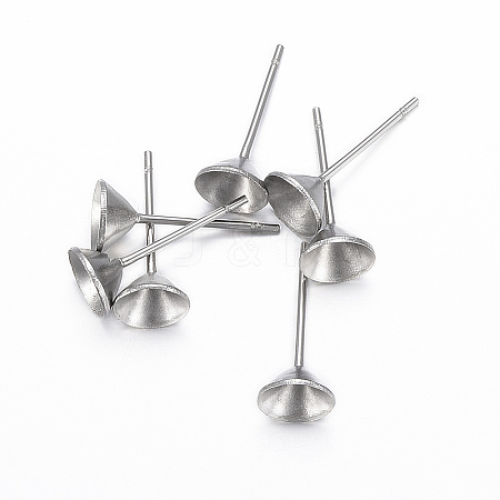 Non-Tarnish 304 Stainless Steel Stud Earring Settings LS-STAS-H403-02P-B-1