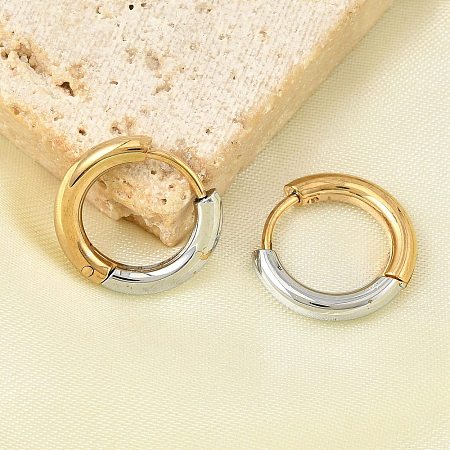 201 Stainless Steel Two Tone Hoop Earrings EJEW-Q002-01G-02-1