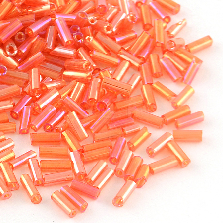 AB Color Plated Glass Bugle Beads SEED-R011-165-1