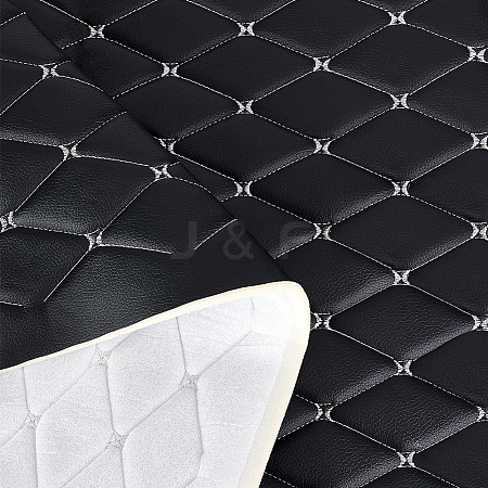 Rhombus Pattern PVC Leather Quilted Foam Backed Fabric FIND-WH0420-138-1