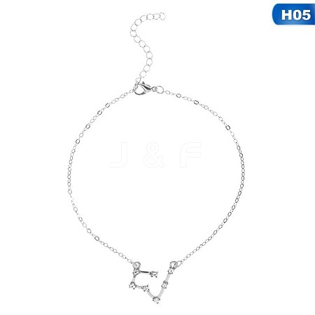Twelve Constellation Alloy Crystal Rhinestone Link Chain Anklets for Women FS-WG97E4C-14-1