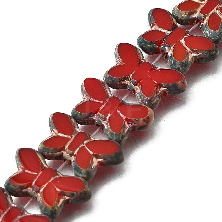 Picasso Baking Paint & Golden Metal Enlaced Glass Beads Strands GL-CBA98F0-02D-1