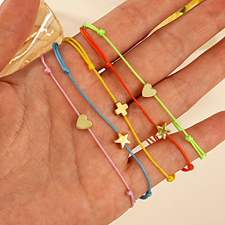 5Pcs Polyester Adjustable String Bracelet Set TN0699-1