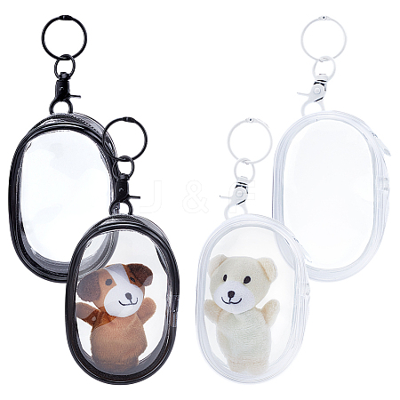 4Pcs 2 Colors Oval Transparent PVC Mini Cable Organizer Zipper Bags AJEW-PH0012-02-1