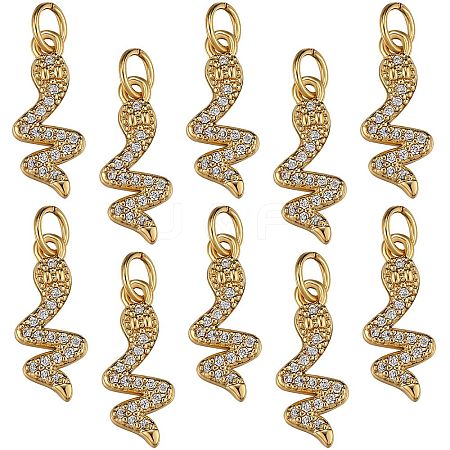 10Pcs Brass Micro Pave Clear Cubic Zirconia Pendants ZIRC-SZ0003-01G-1