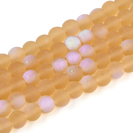 Frosted Transparent Glass Beads Strands GLAA-T032-T4mm-MBB08-1