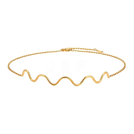 Stainless Steel Wavy Line Choker Necklaces PW-WG07BB7-01-1