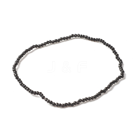 Natural Black Spinel Beads Stretch Bracelet for Women BJEW-JB07420-01-1