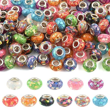 110Pcs 11 Colors Transparent Resin Rondelle European Beads RESI-YW0005-87-1