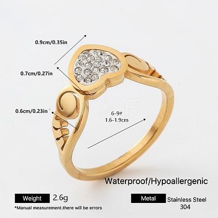 304 Stainless Steel Rhinestone Finger Rings for Women LY3812-11-1